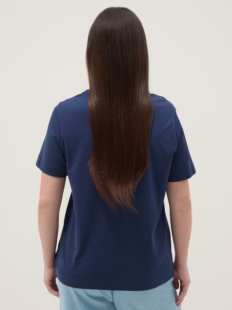 Blue pure cotton T-shirt with print, regular fit_4
