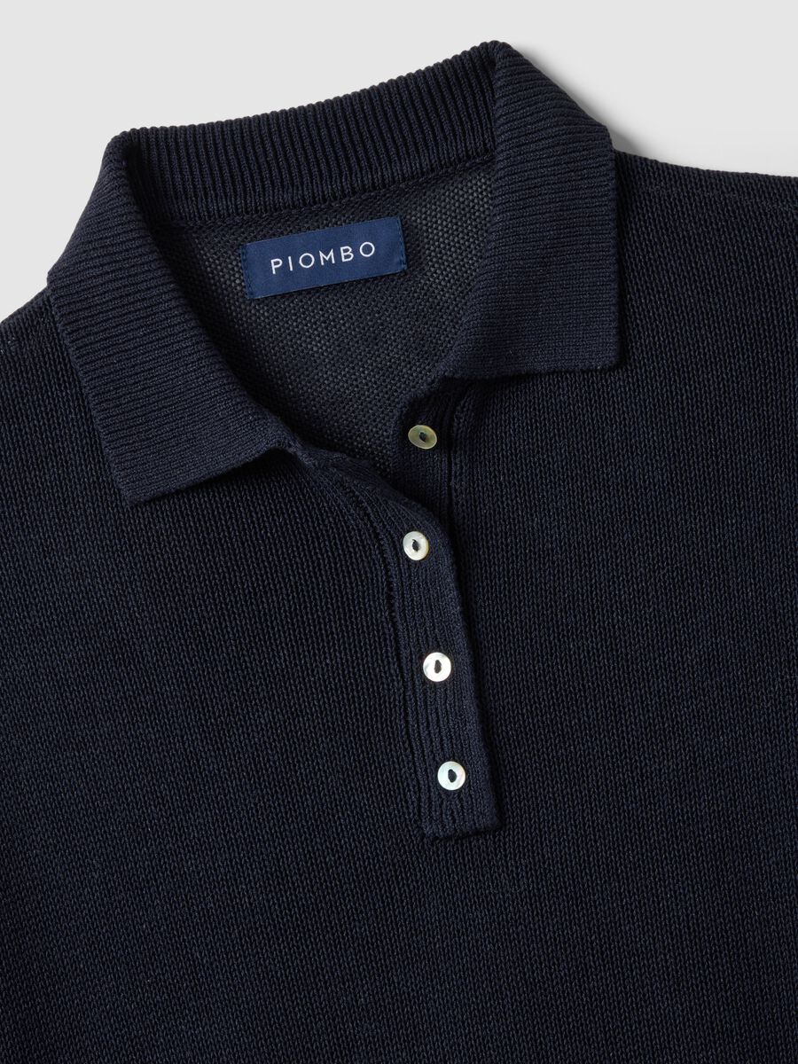 Regular fit blue polo with elbow sleeves_5