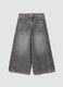 Grey wide-leg pure cotton jeans with star details for girls_0