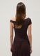 Brown stretch viscose T-shirt with Bardot neckline_3