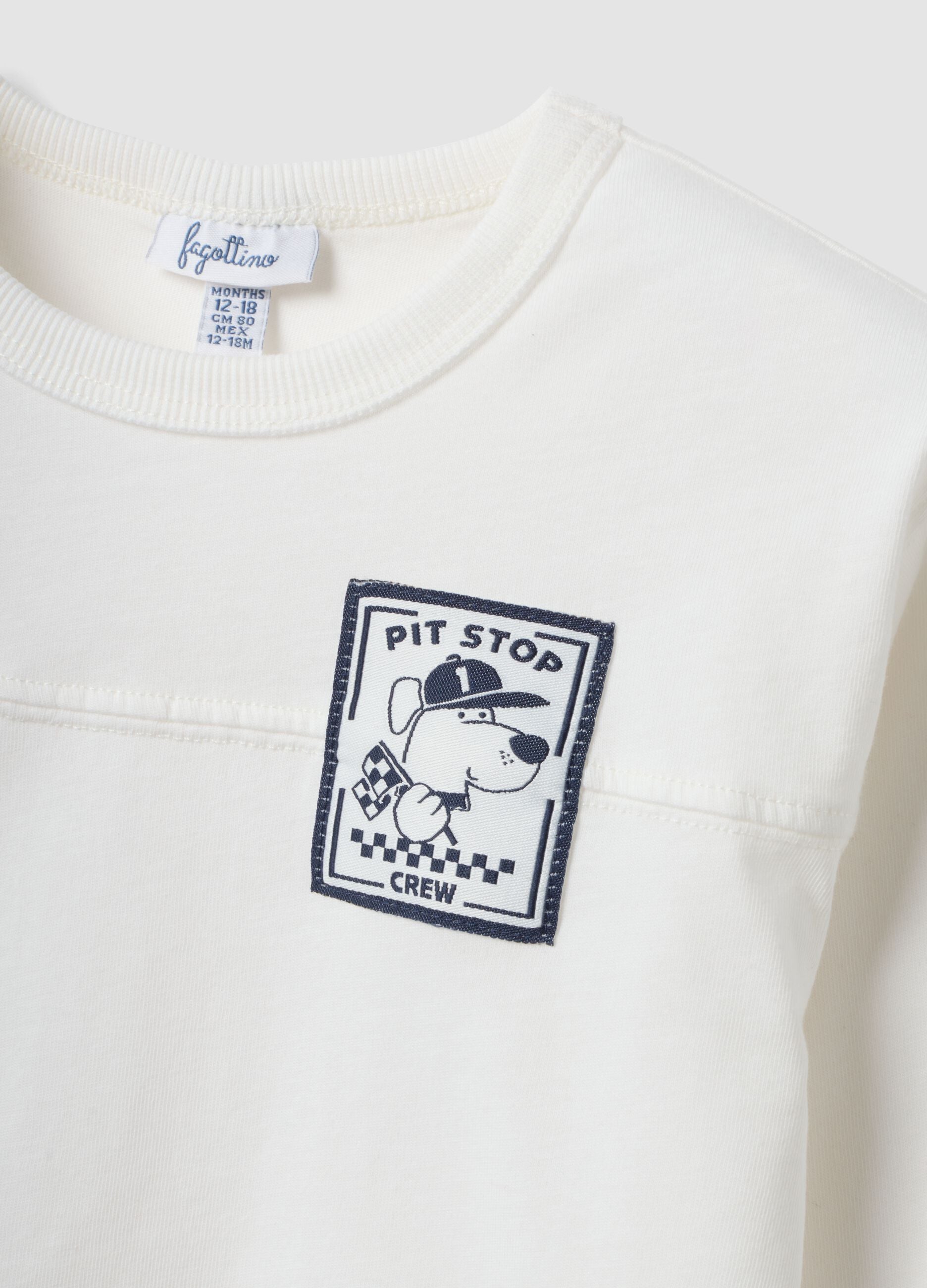 White organic cotton T-shirt with print for baby boy