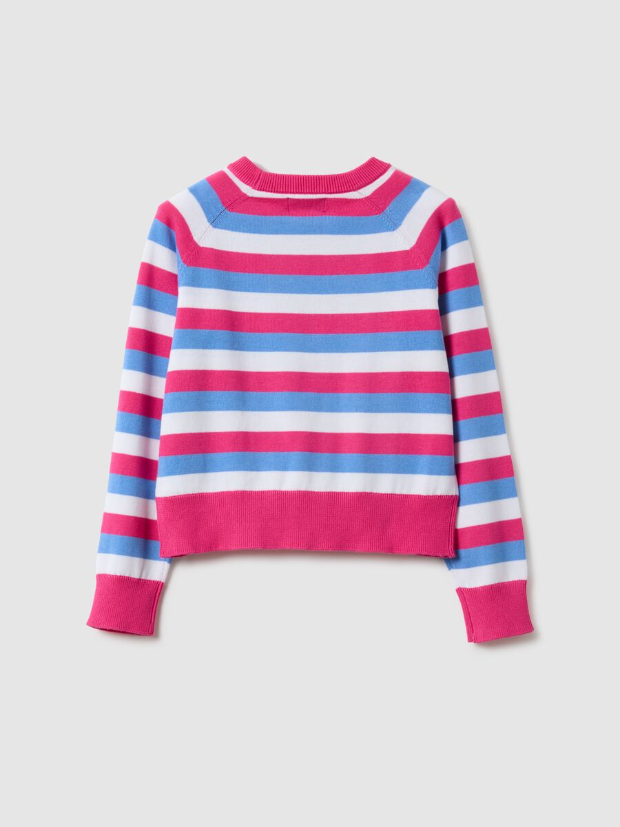 Girls' regular fit multicoloured striped pure cotton pullover_4