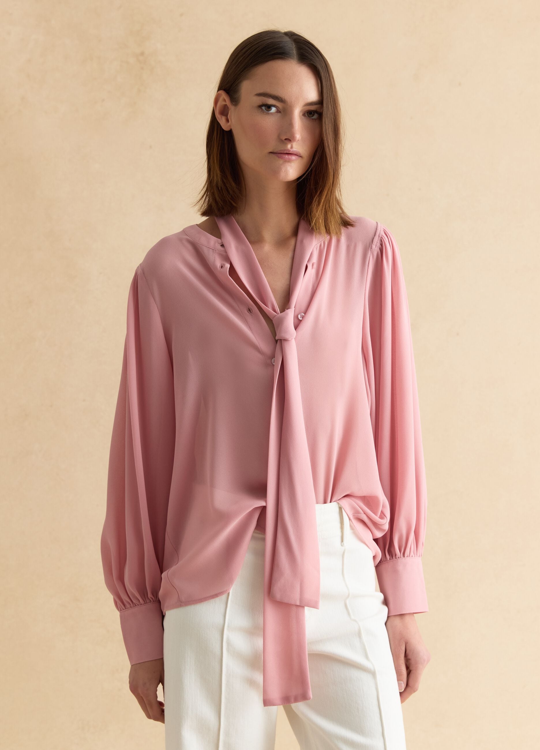 Pink regular fit blouse with buttons