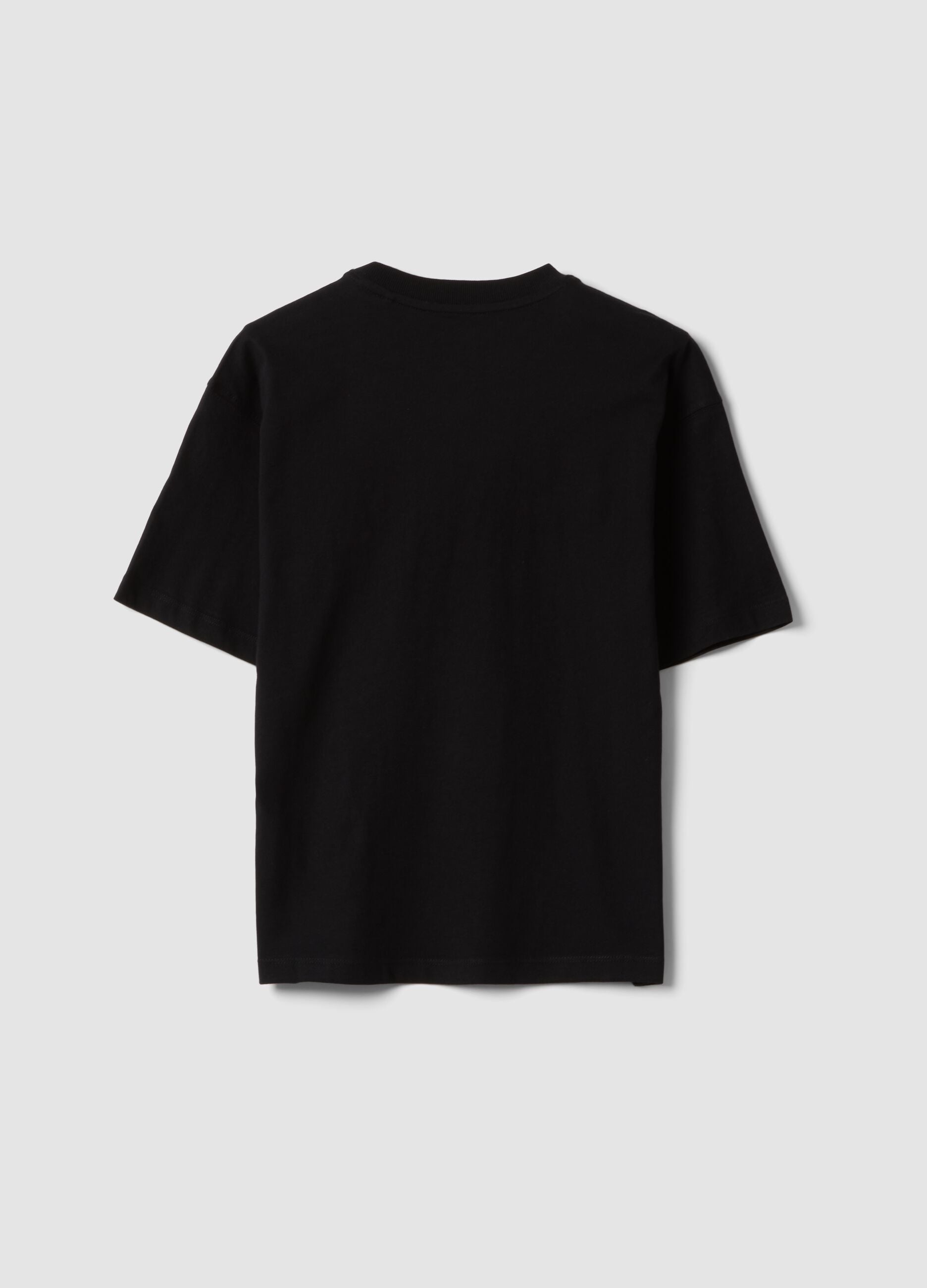 Black pure cotton T-shirt with front print