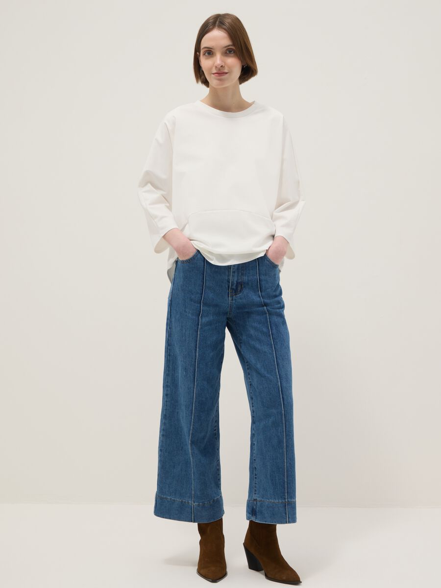 White regular fit stretch cotton-blend T-shirt_1