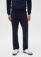 Blue cotton blend regular fit chino trousers_1
