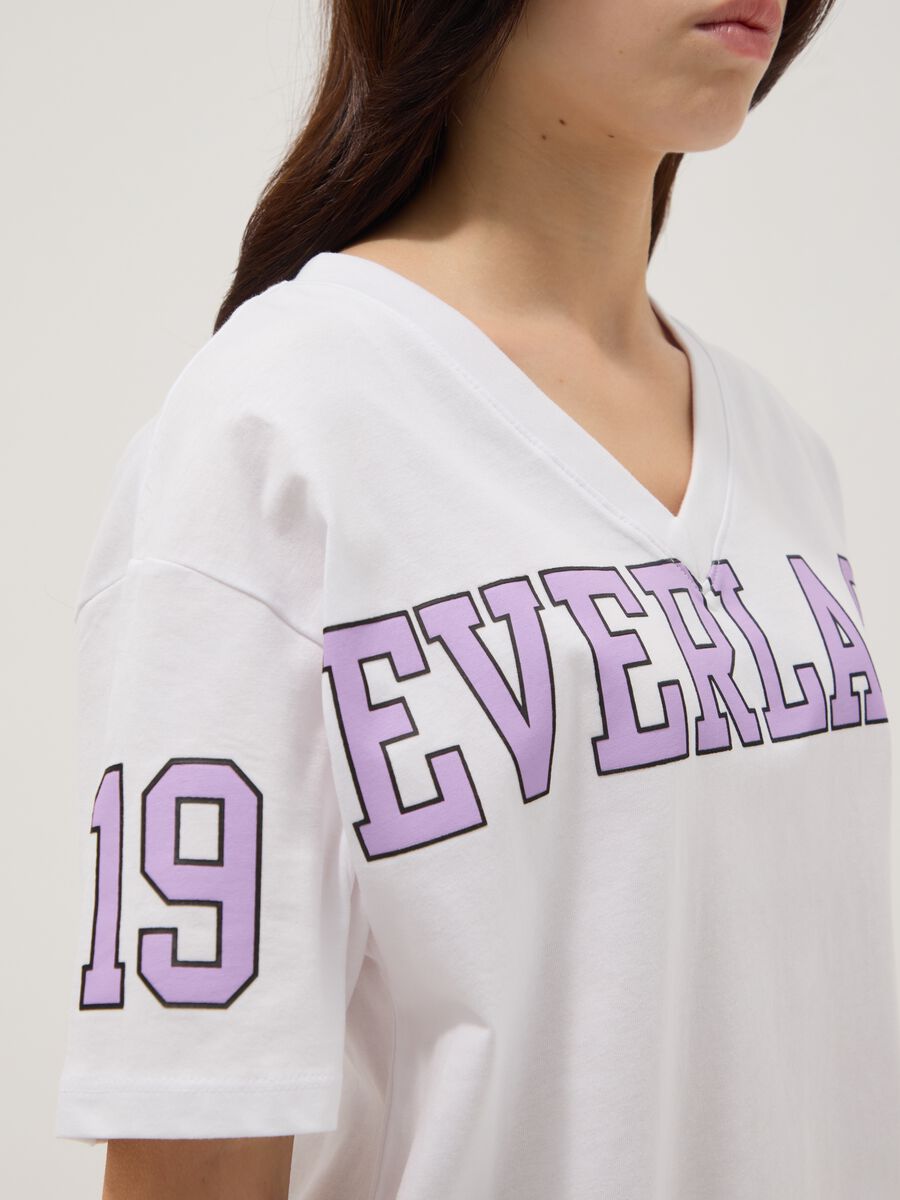 White pure cotton V-neck T-shirt_2