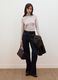 Beige modal and stretch wool T-shirt with raised collar, regular fit_1