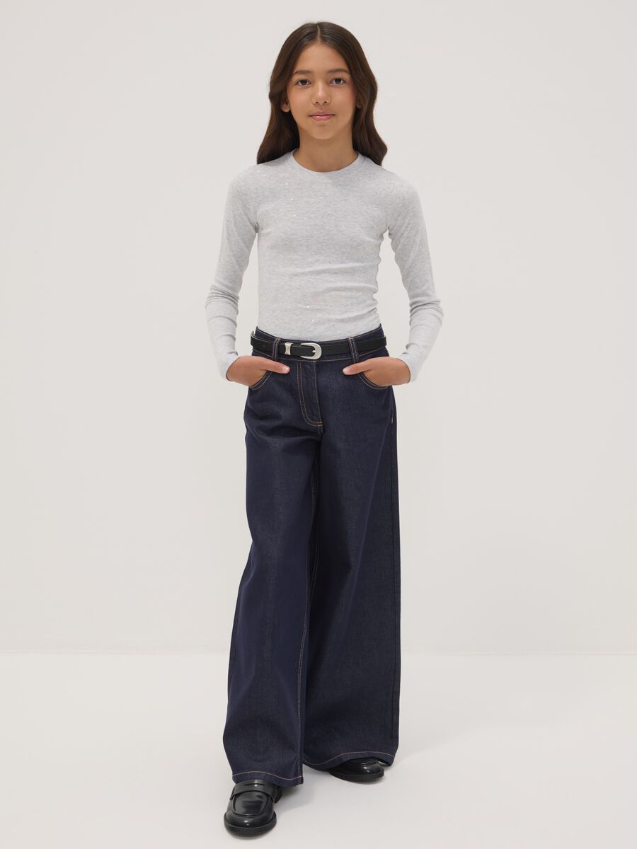 Blue wide-leg jeans in a cotton and lyocell blend_1