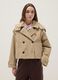 Beige cotton blend regular fit jacket with hood_1
