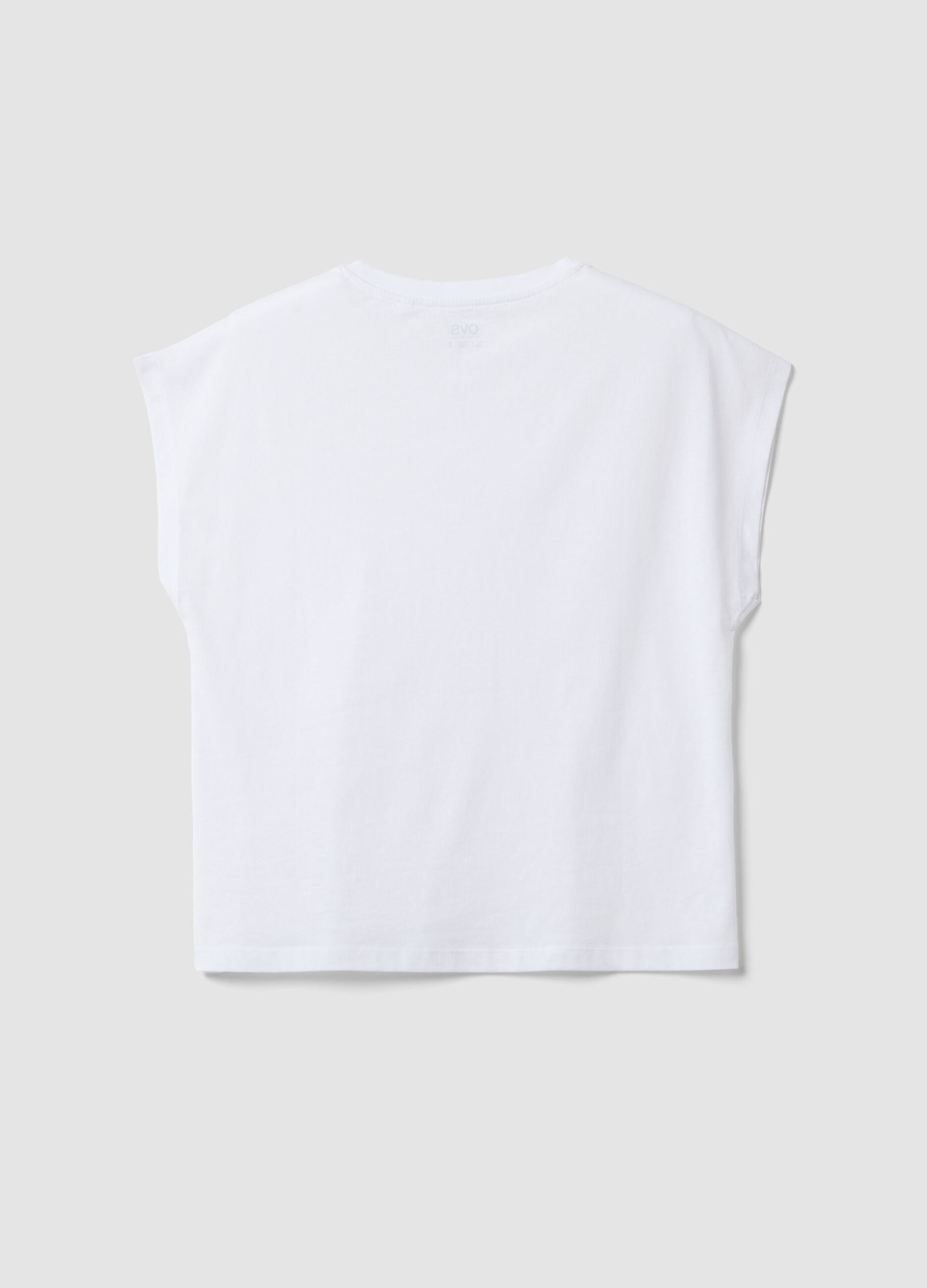 White pure cotton short-sleeve T-shirt, regular fit