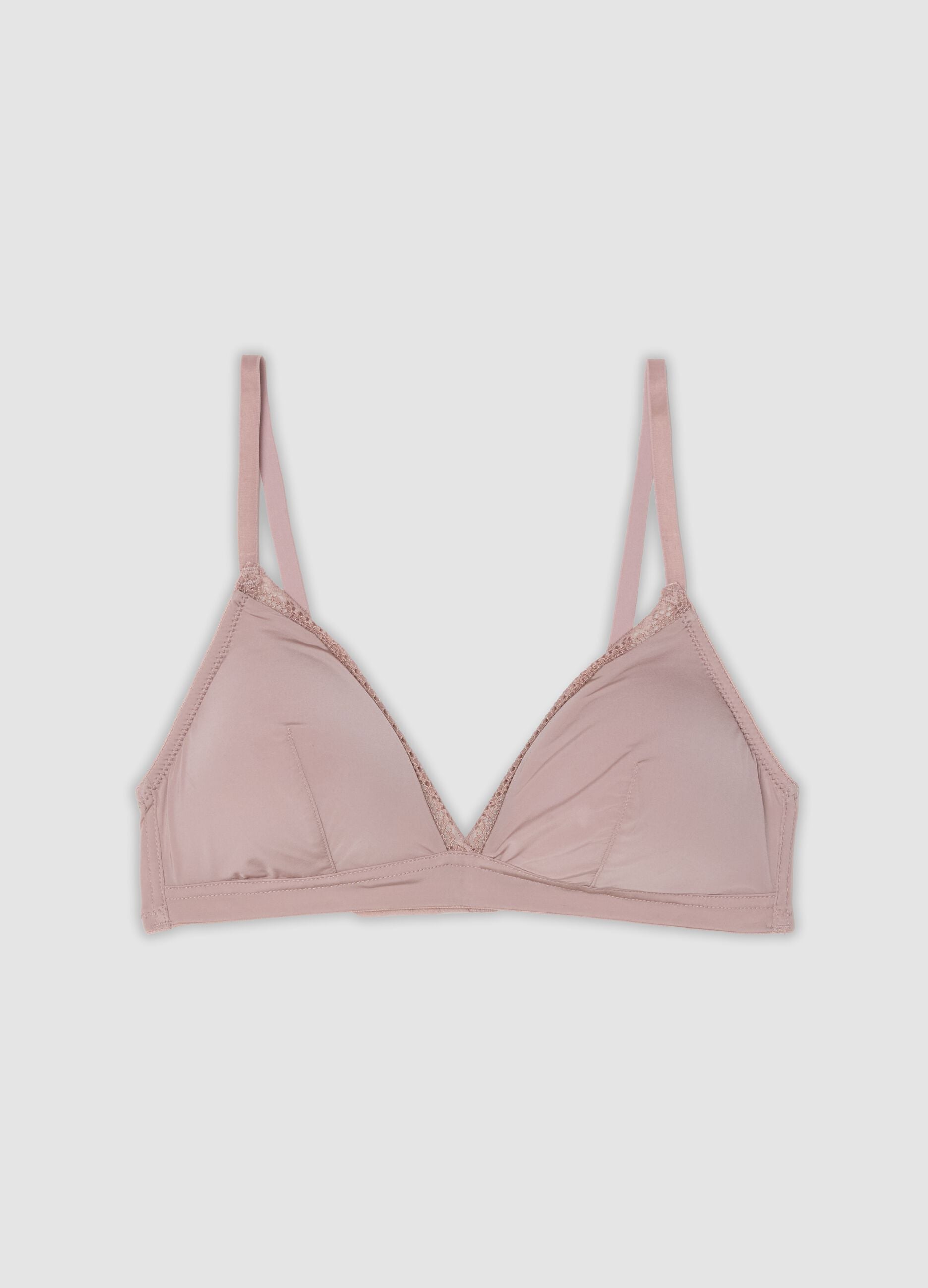 Purple triangle bra in stretch fabric with removable padding