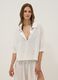 Short white pure cotton kaftan with V-neck_1