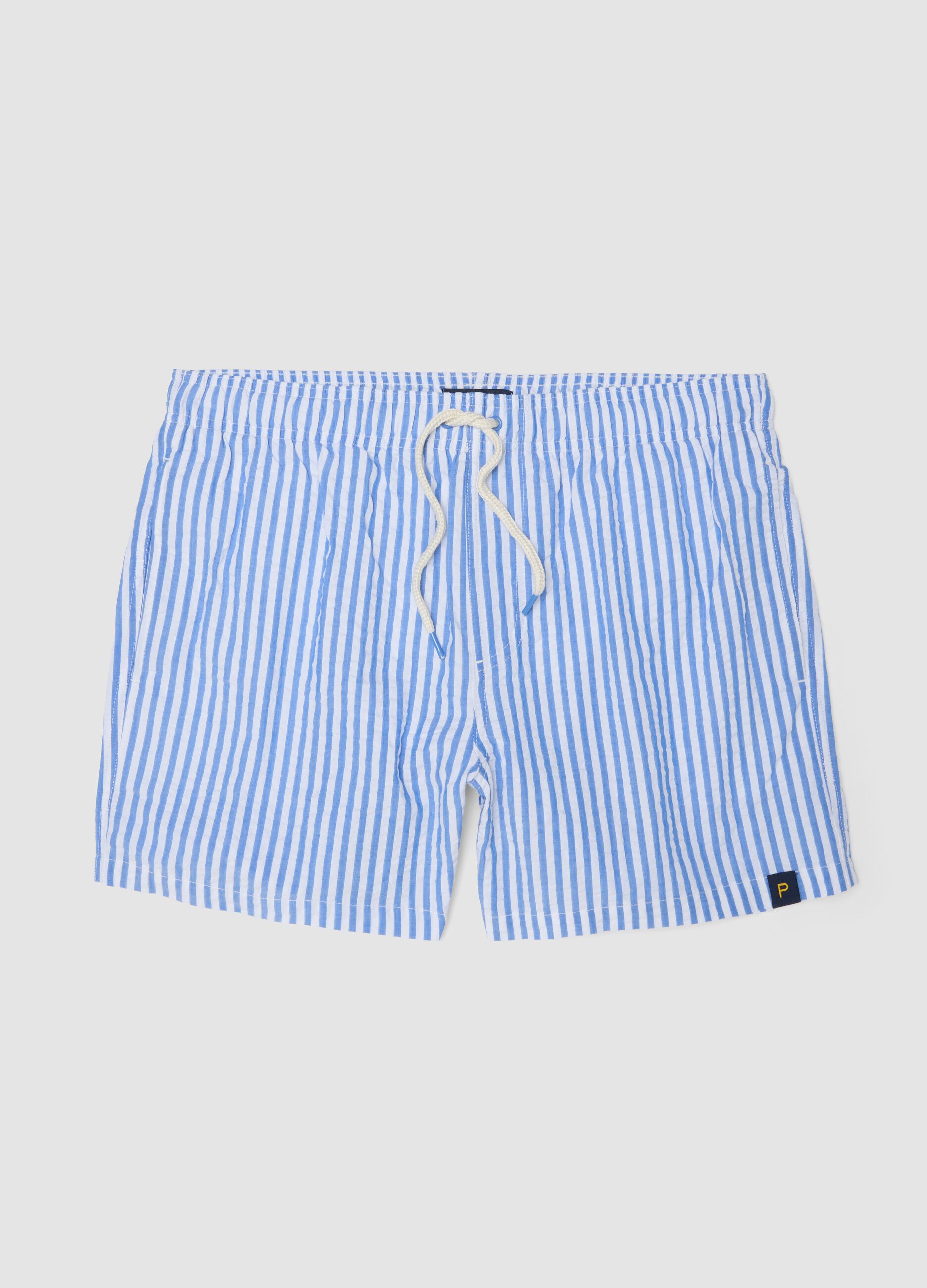Boxer mare a righe azzurro e bianco in puro cotone
