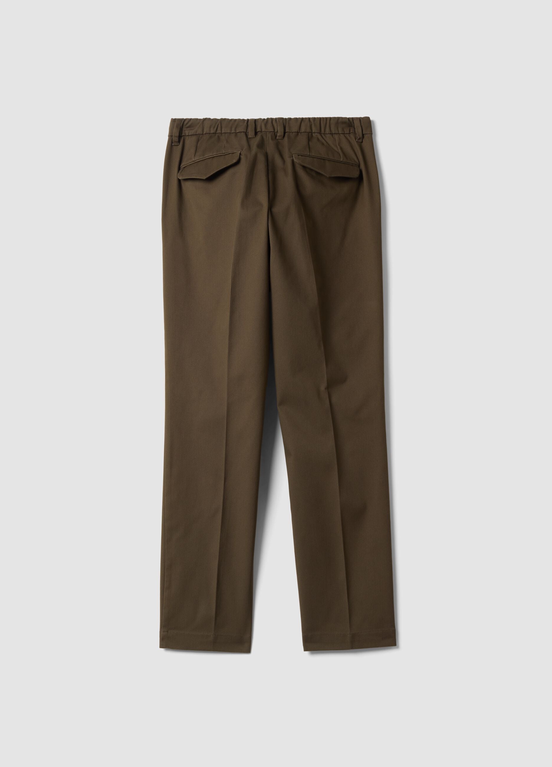Brown slim-fit stretch twill chino trousers