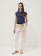 Blue pure cotton tank top with side ruching, regular fit_1