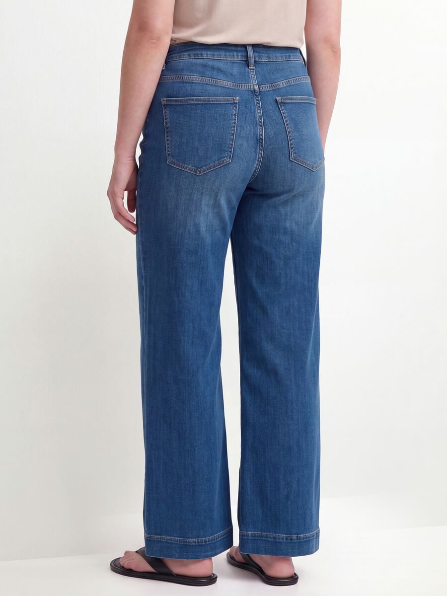 Blue cotton and stretch viscose denim jeans, bootcut fit_2