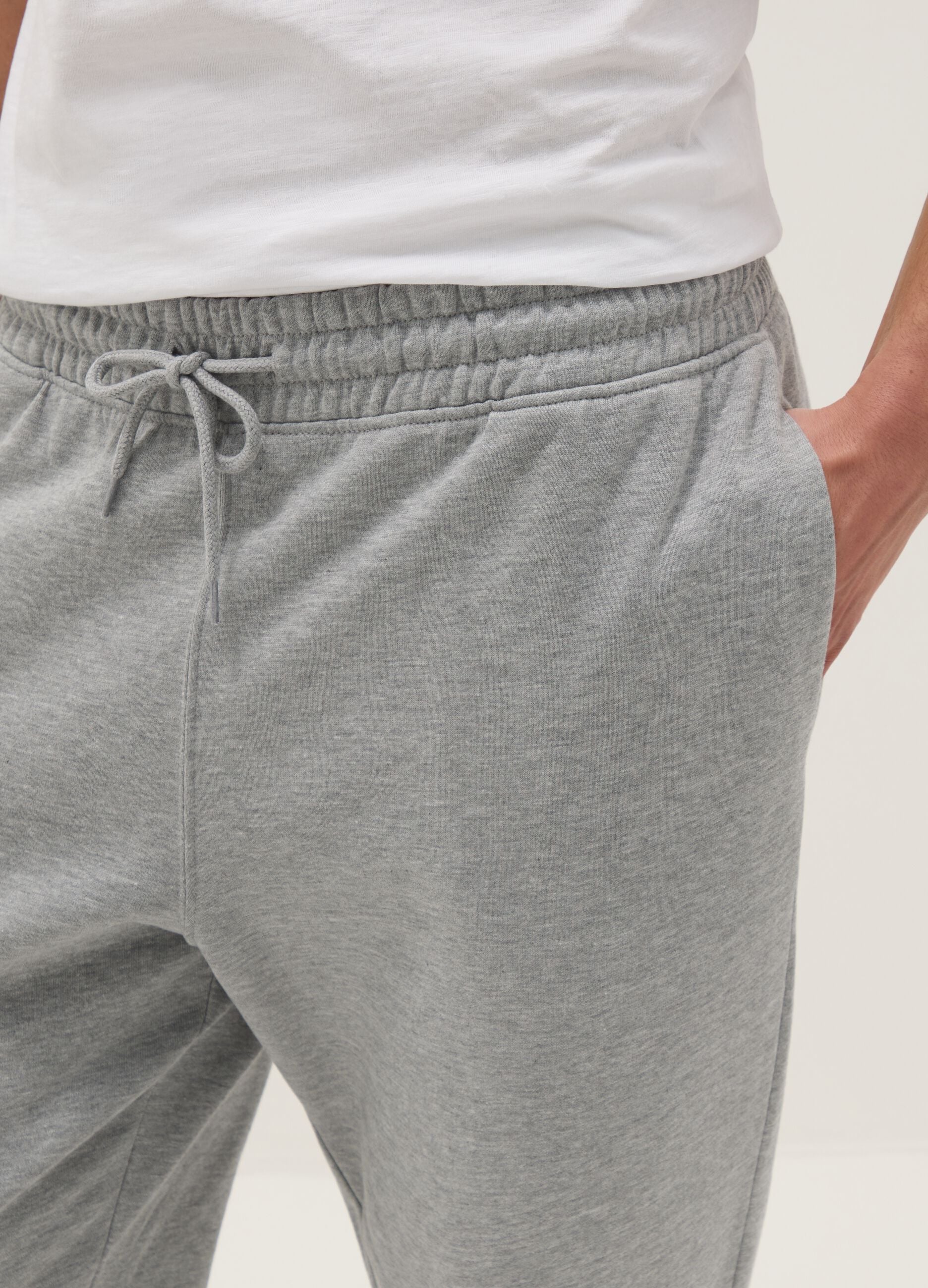 Regular Fit Grey Cotton Blend Jogger Trousers