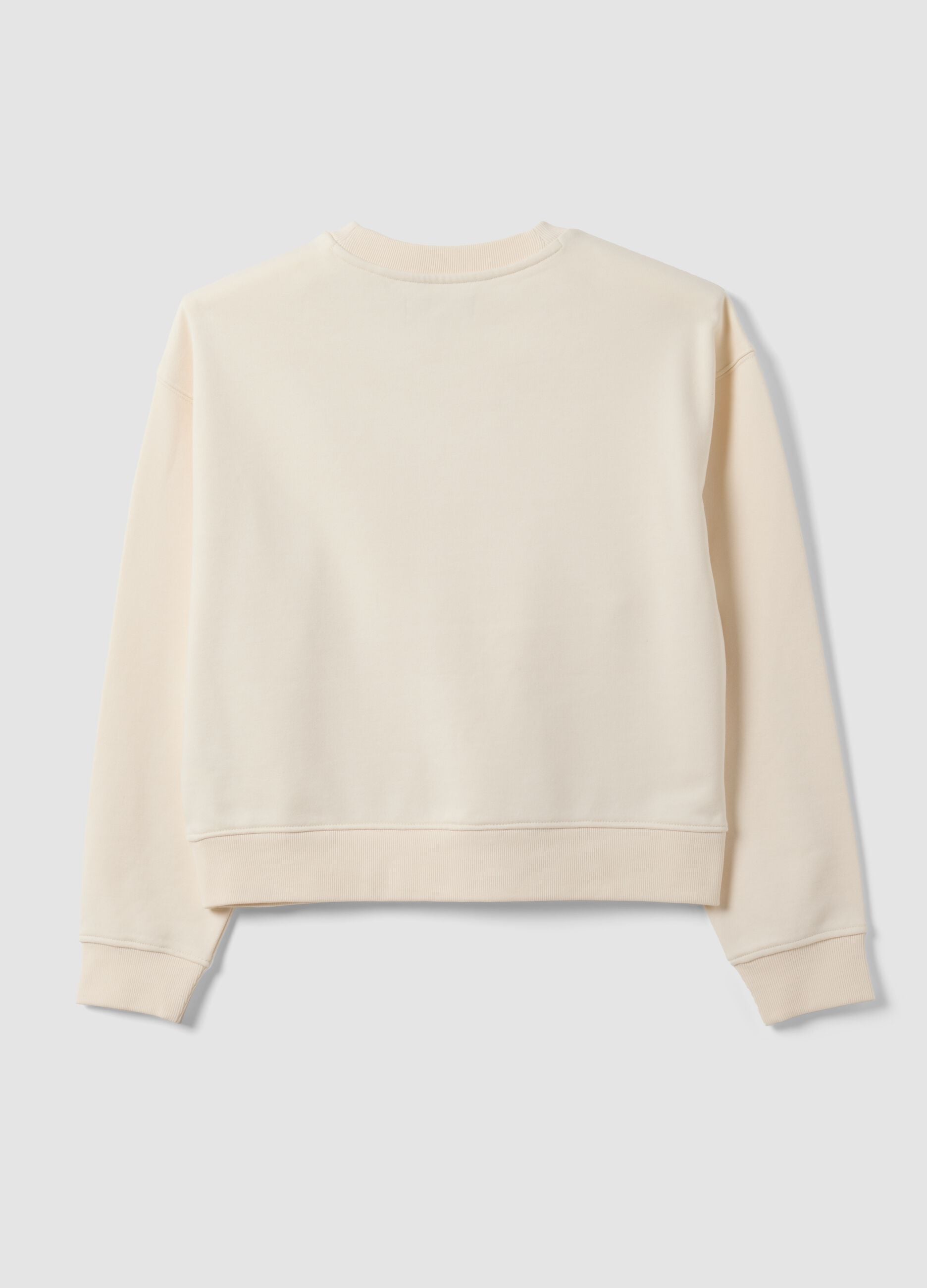 Felpa bianca in misto cotone a girocollo regular fit