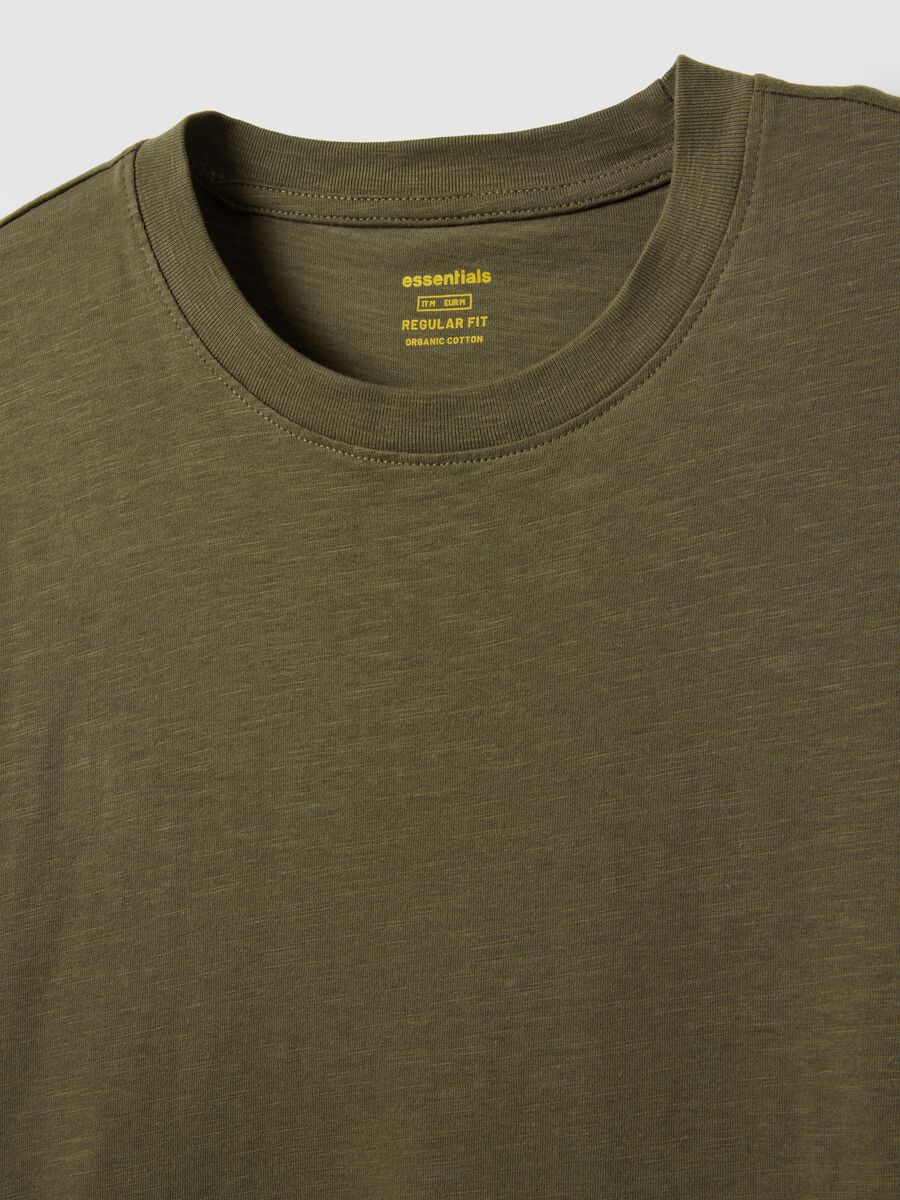 Regular fit green pure cotton t-shirt_5