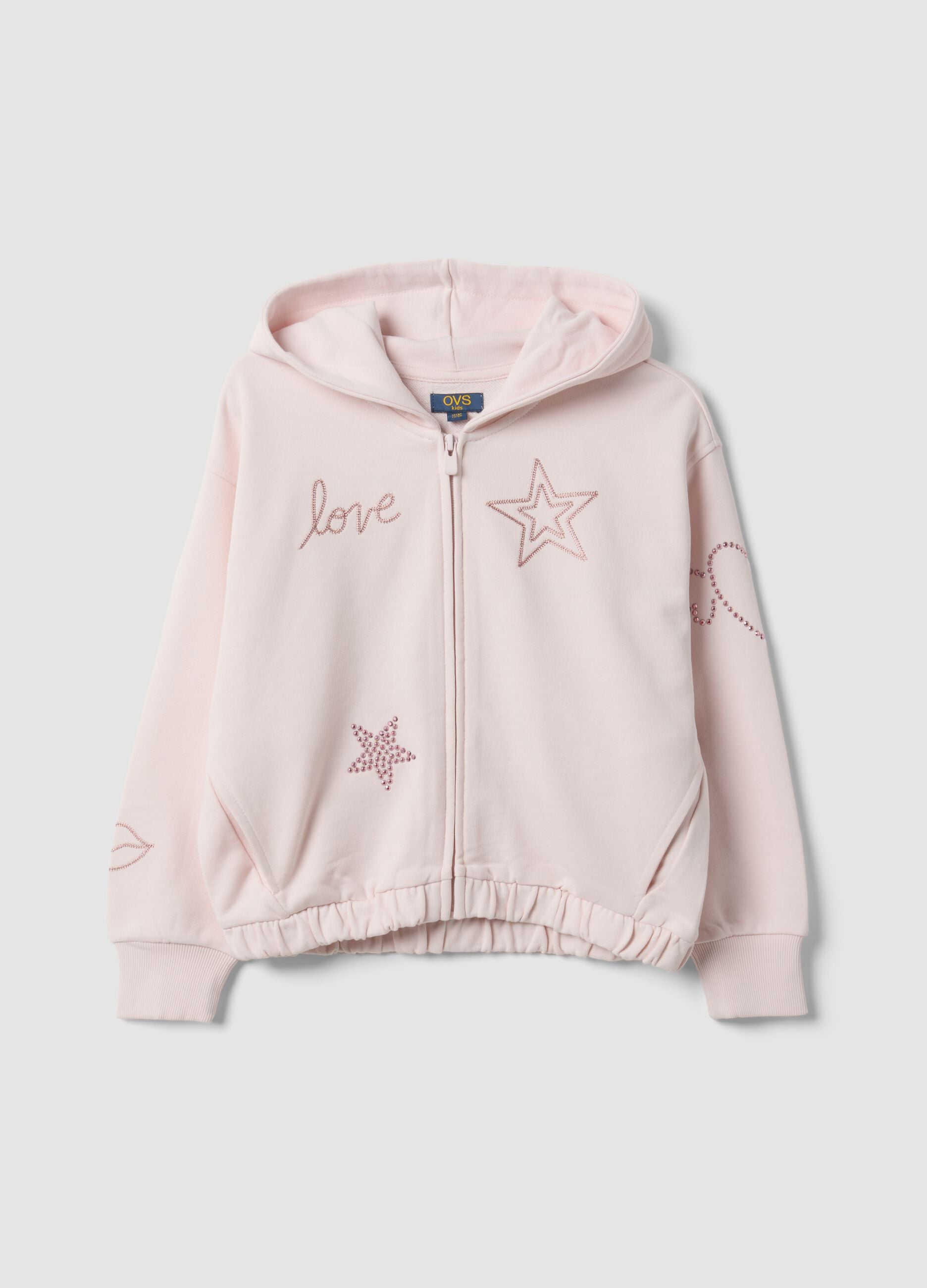 Girls&rsquo; pink cropped pure cotton hoodie