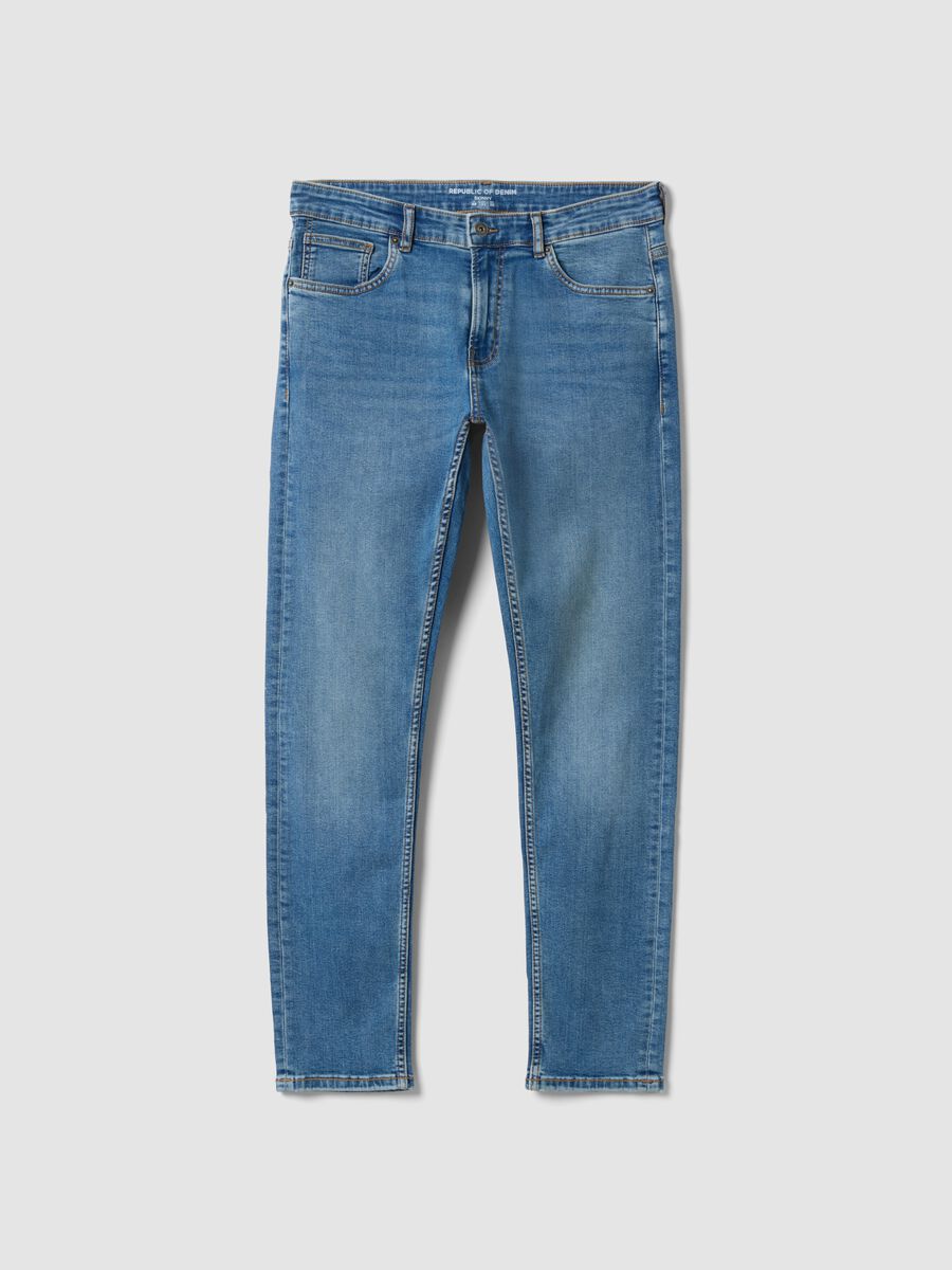 Light blue stretch-cotton skinny-fit denim jeans_4