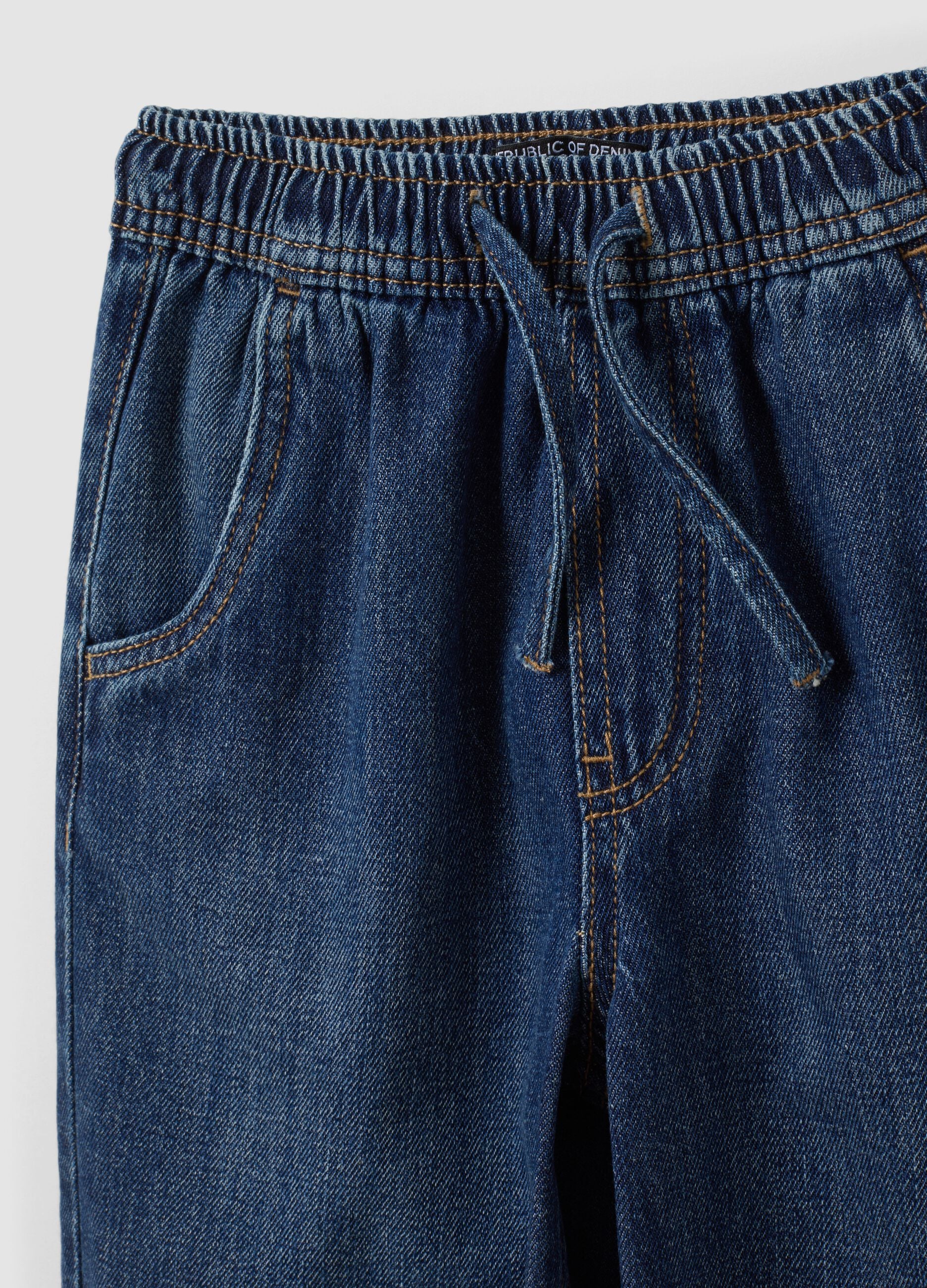 Navy cotton-viscose blend joggers with drawstring for boys