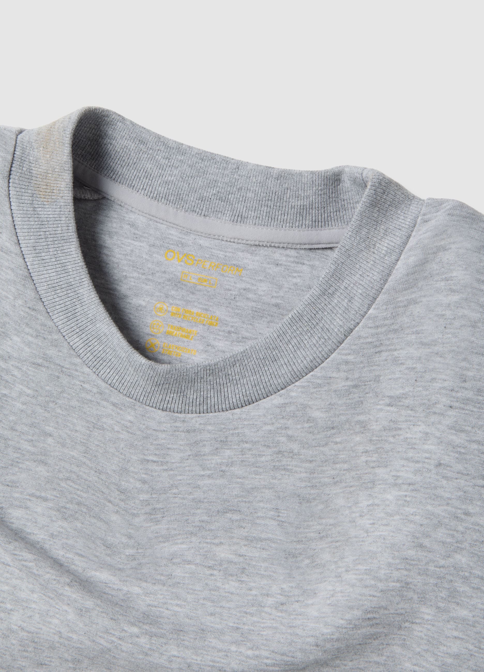 Grey cotton blend regular fit crew neck sweatshirt