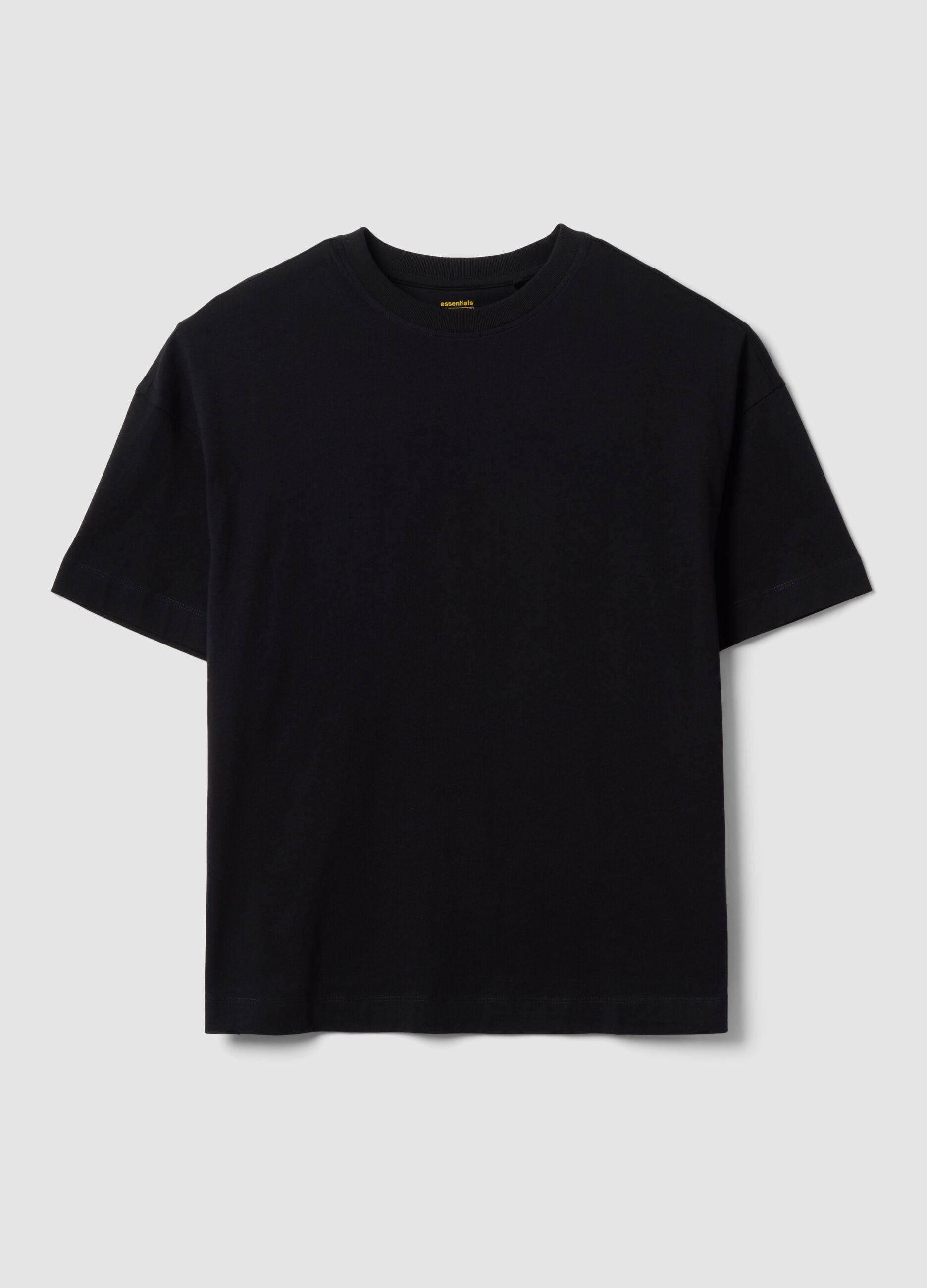Black oversized-fit pure cotton short-sleeve T-shirt