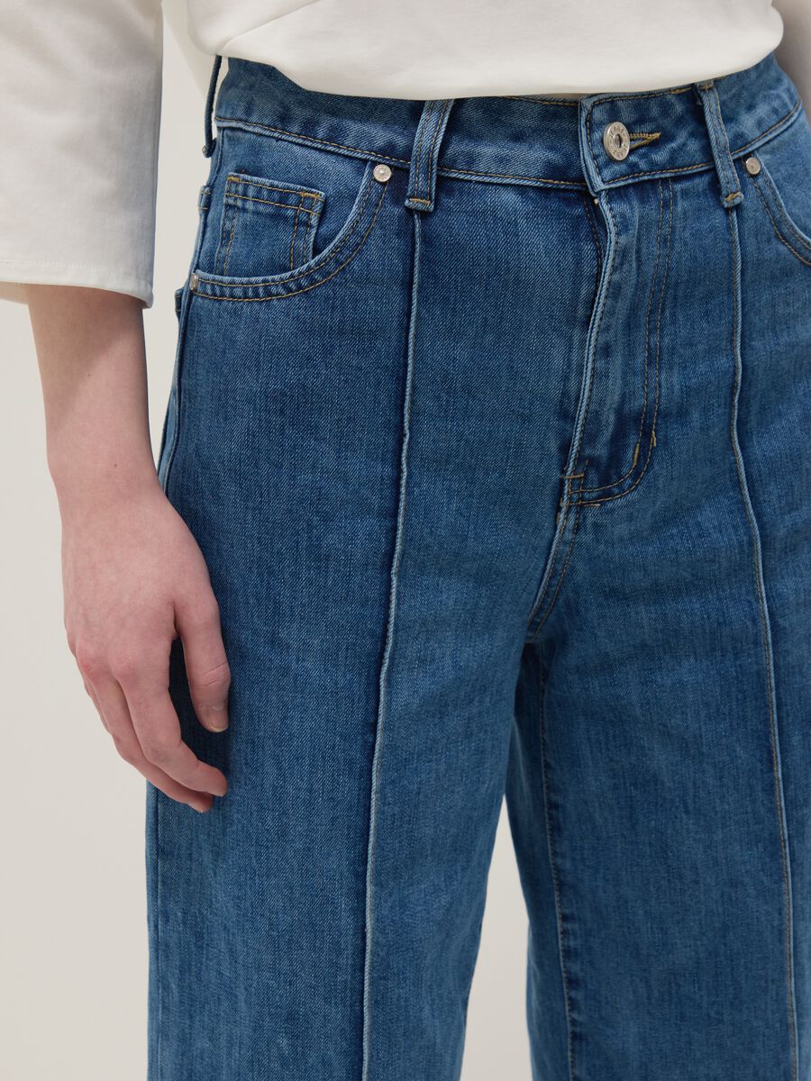 Pantaloni in misto cotone denim elasticizzato blu regular fit_3