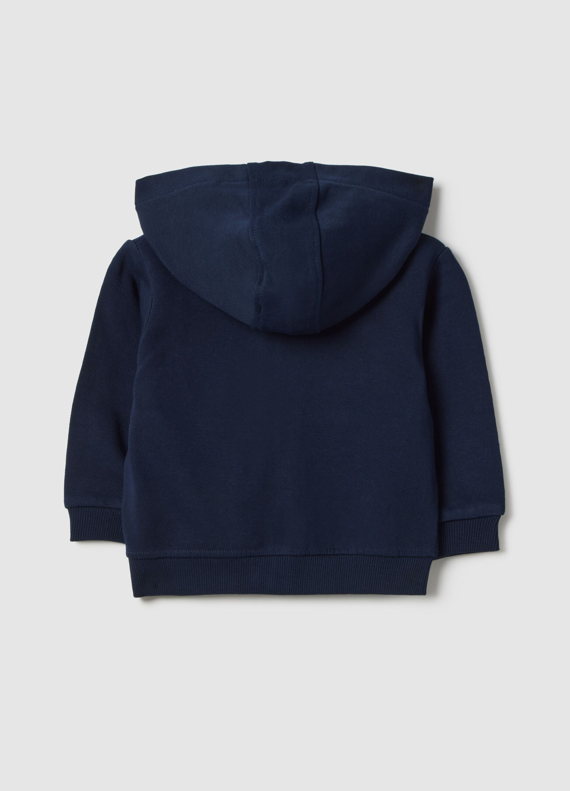 Blue pure cotton hoodie for kids with regular fit and zip