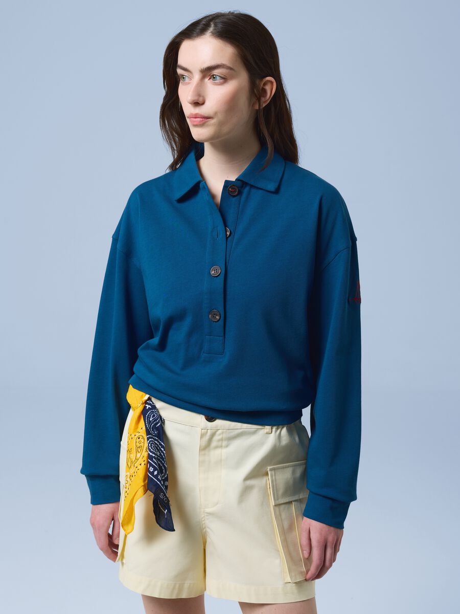 ALTAVIA SAILING blue long-sleeve polo shirt in pure cotton_1