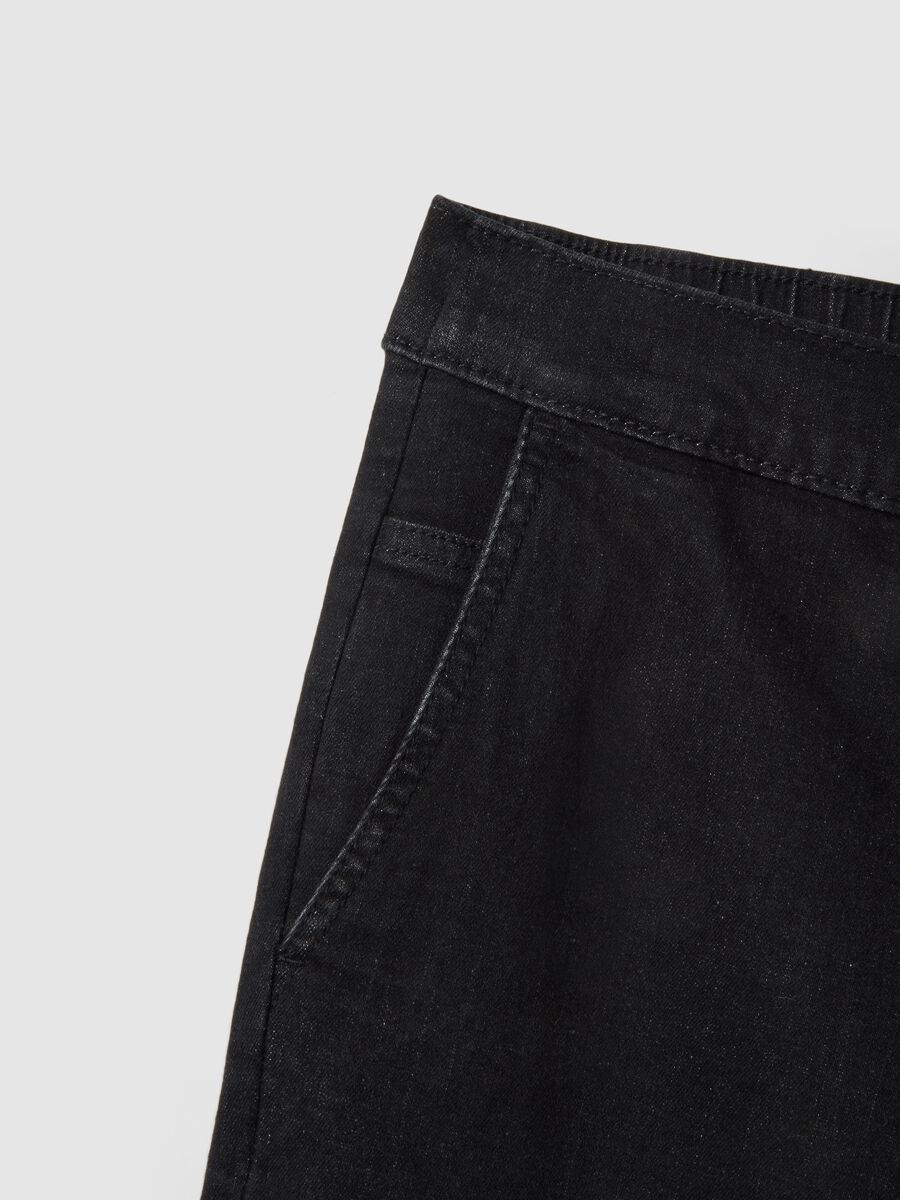 Jeans wide leg in cotone elasticizzato nero_5