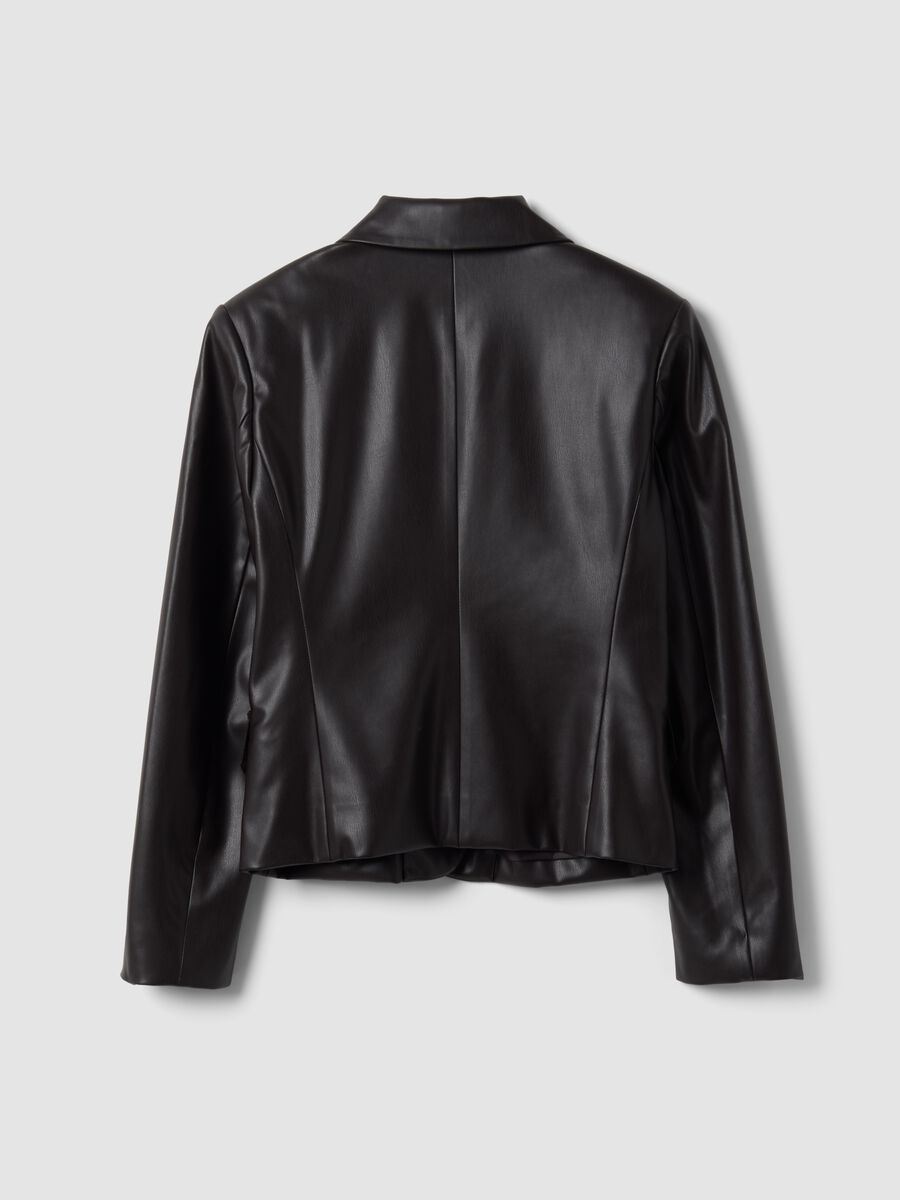 Black slim-fit blazer with classic lapels_6