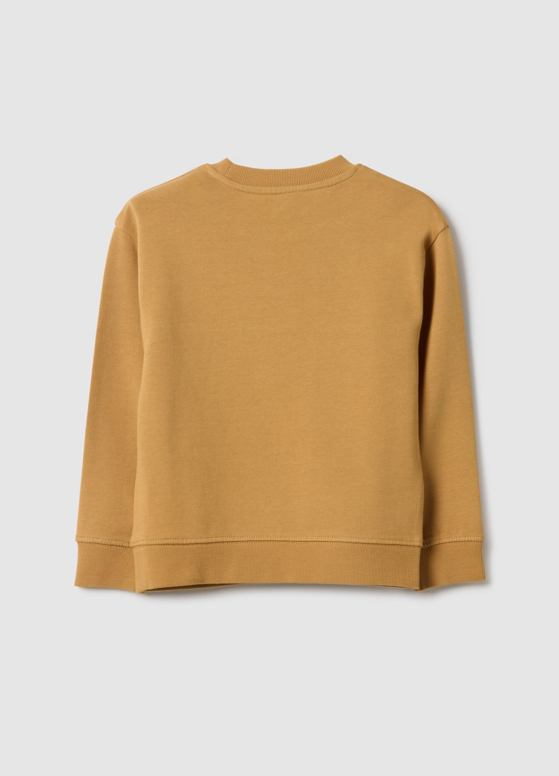 Brown crew neck cotton sweatshirt for children in over fit