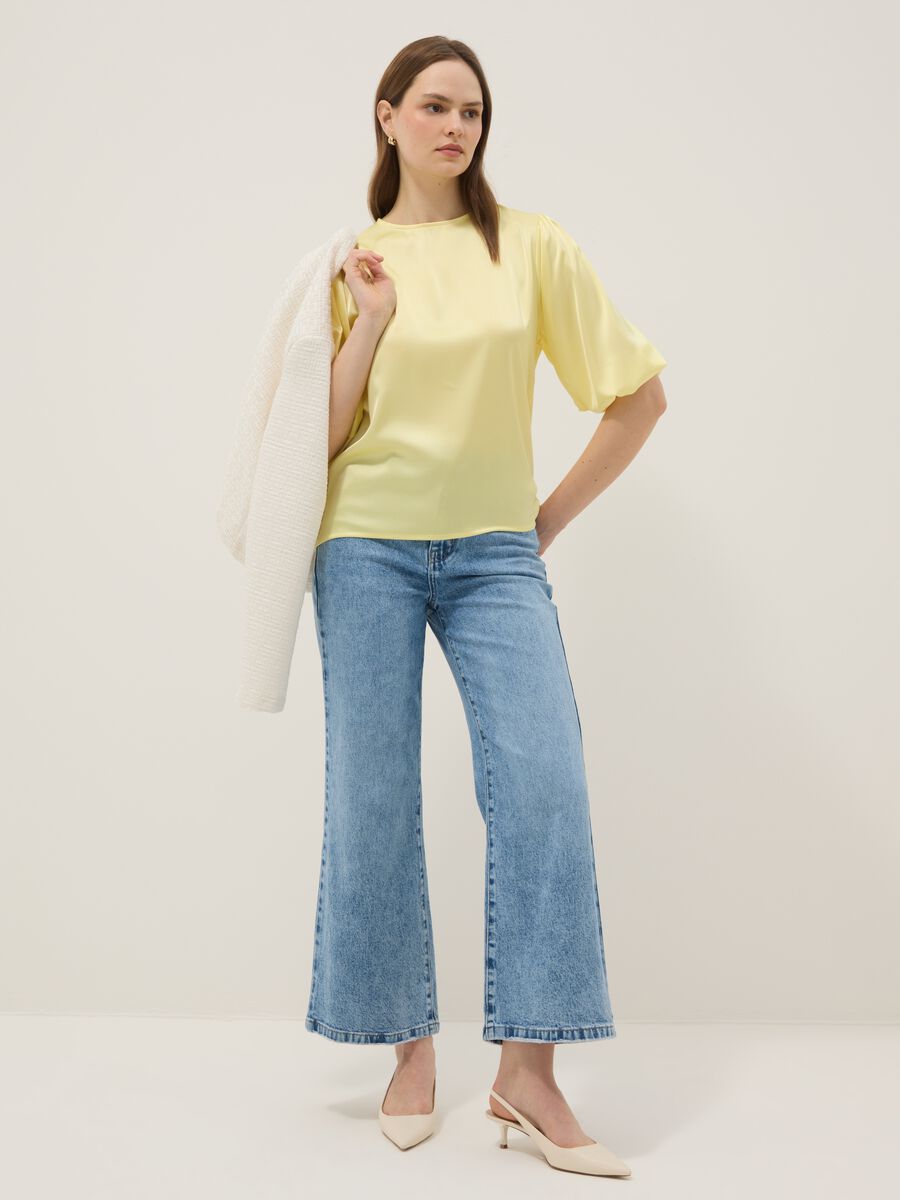 Yellow Regular Fit Long Sleeve Top with Keyhole Closure_2