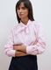 Pink striped stretch cotton shirt with bow, oversized fit_1