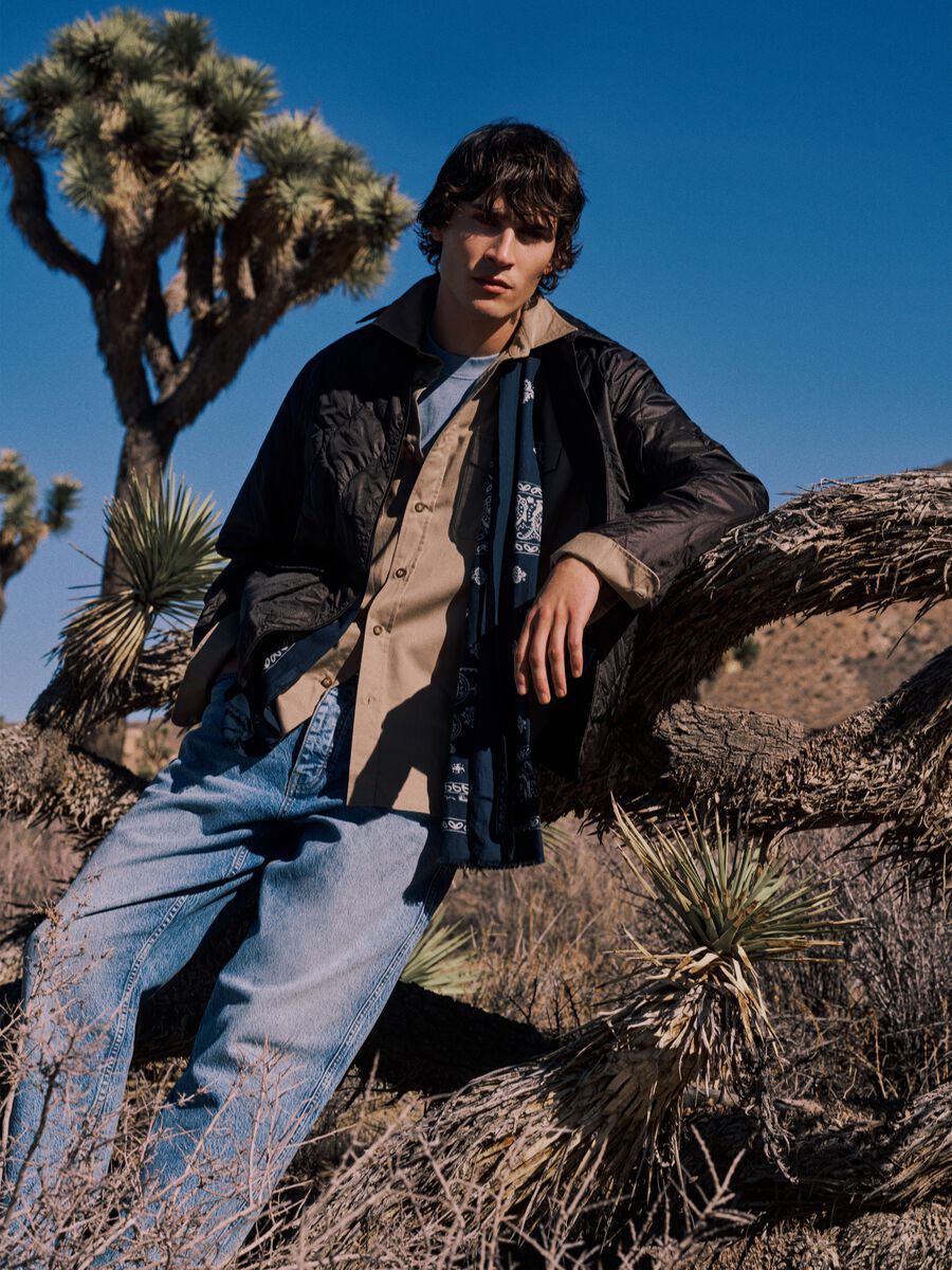 Brown husky jacket regular fit with zip_0