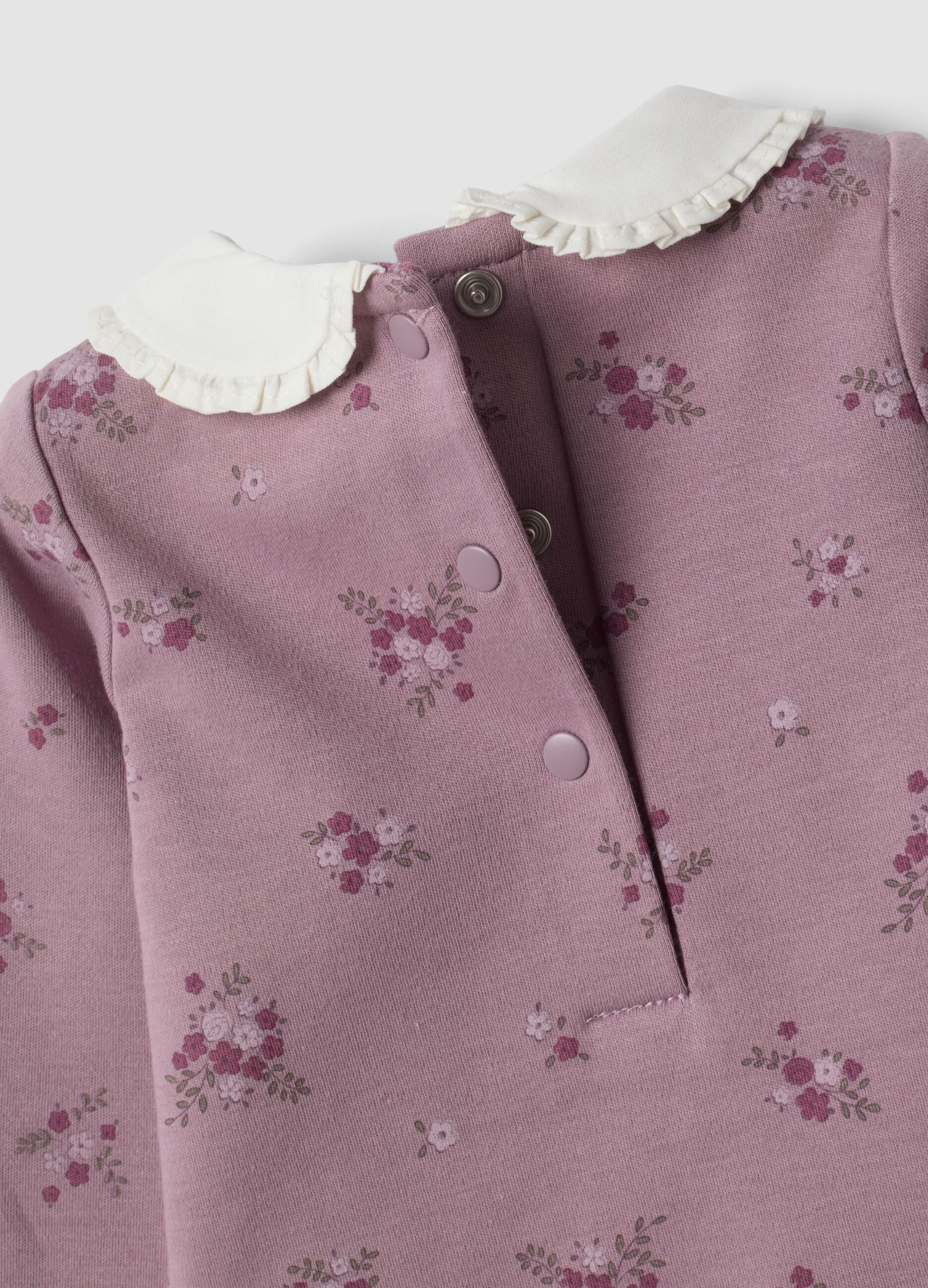 Purple organic cotton bodysuit with collar