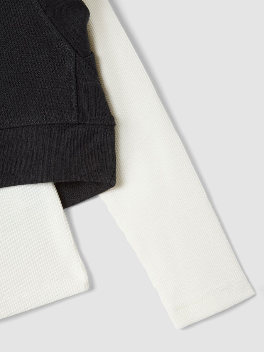 Black pure cotton layered crew-neck sweatshirt for girls_3