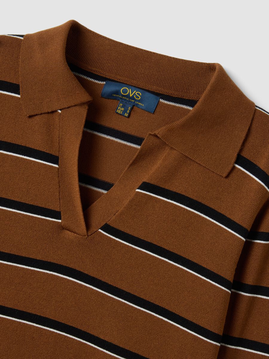 Brown viscose-blend polo-collar jumper, regular fit_2
