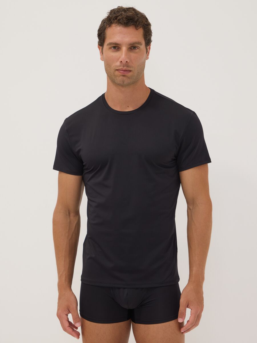 Bipack di t-shirt nere in microfibra elasticizzato regular fit_0