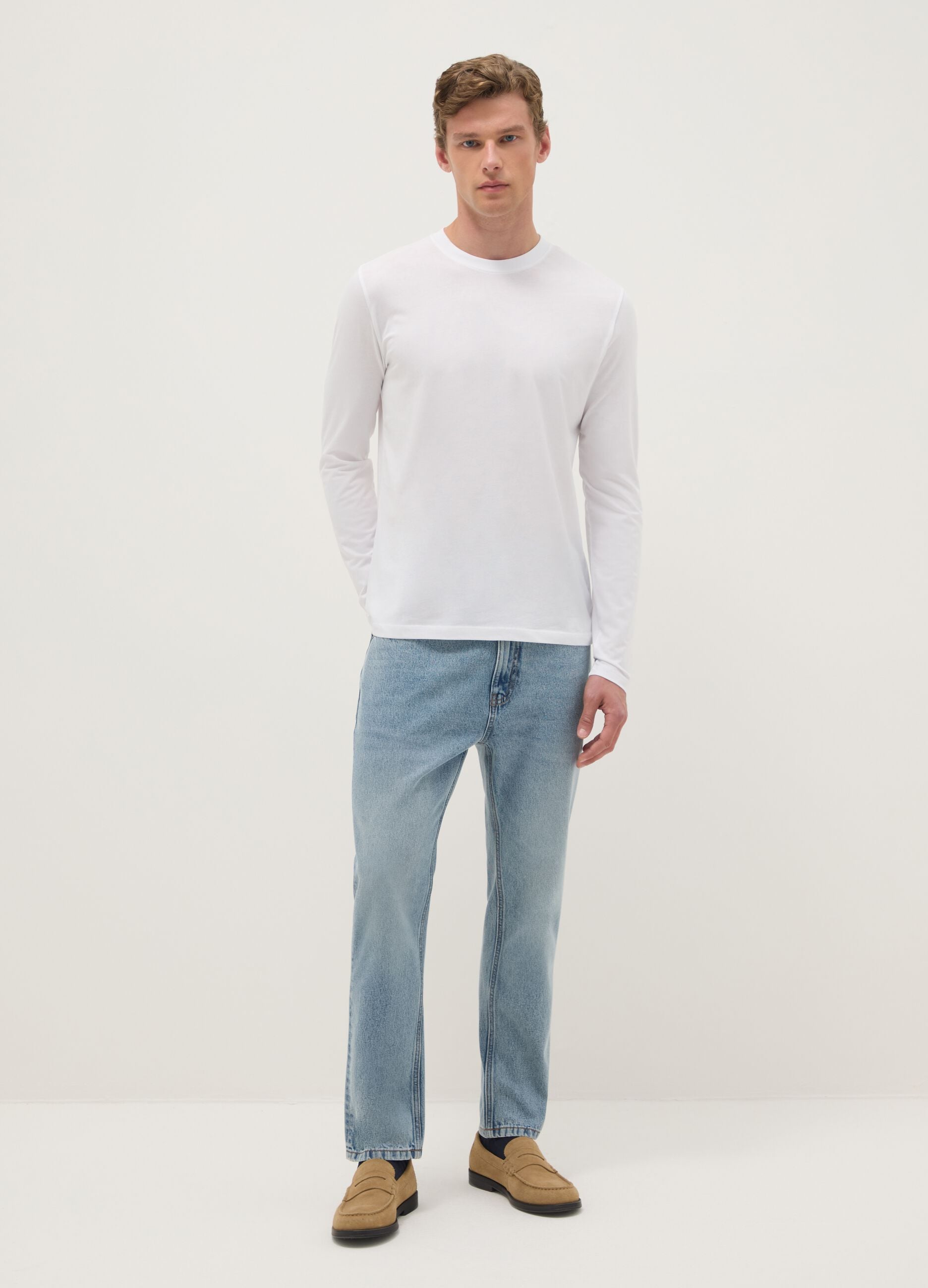 Pure Cotton Denim Blue Carrot Fit Jeans