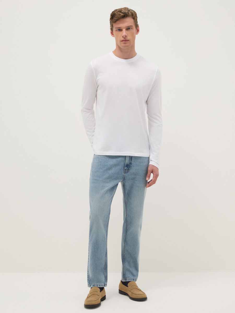 Pure Cotton Denim Blue Carrot Fit Jeans_0
