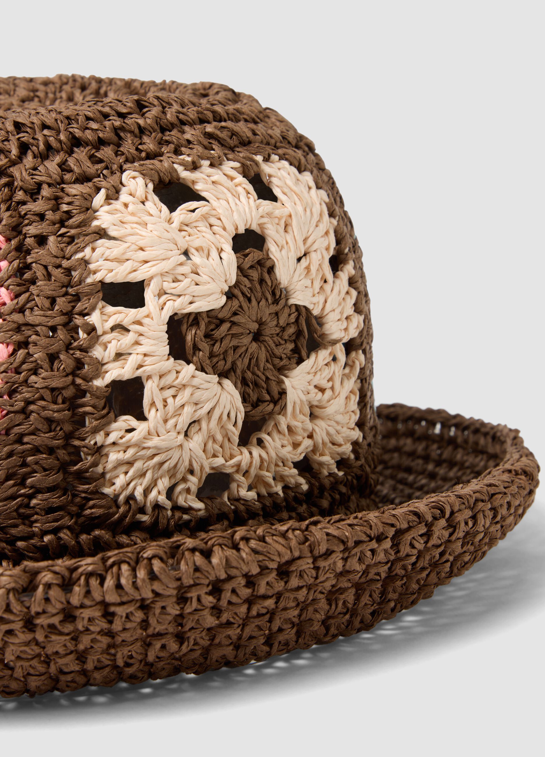 Multicolour knitted paper blend fabric hat