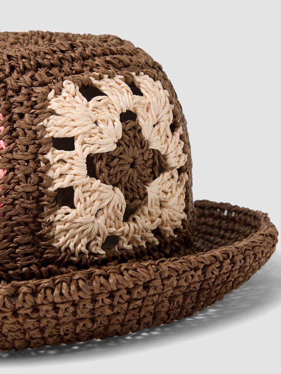 Cappello in misto tessuto carta multicolor lavorato a maglia_2