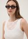 White stretch crochet-knit tank top_0