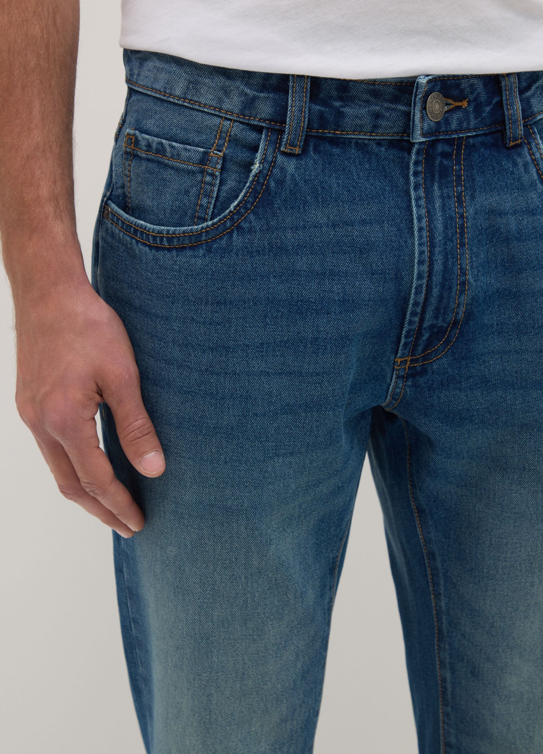 Pure Cotton Blue Regular Fit Jeans
