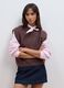 Brown crew-neck gilet in lyocell and wool blend_0