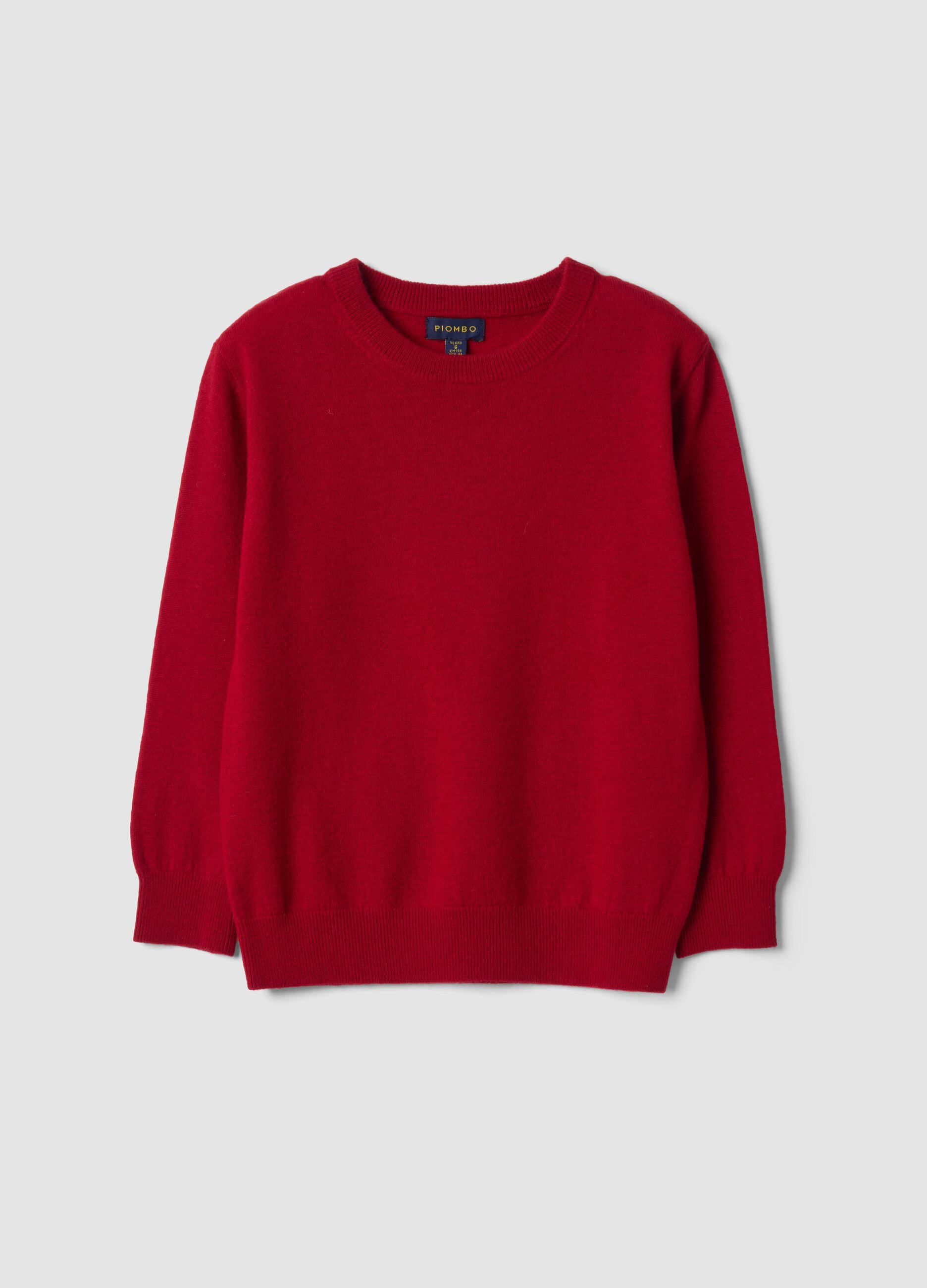Red pure wool long-sleeve jumper, regular fit